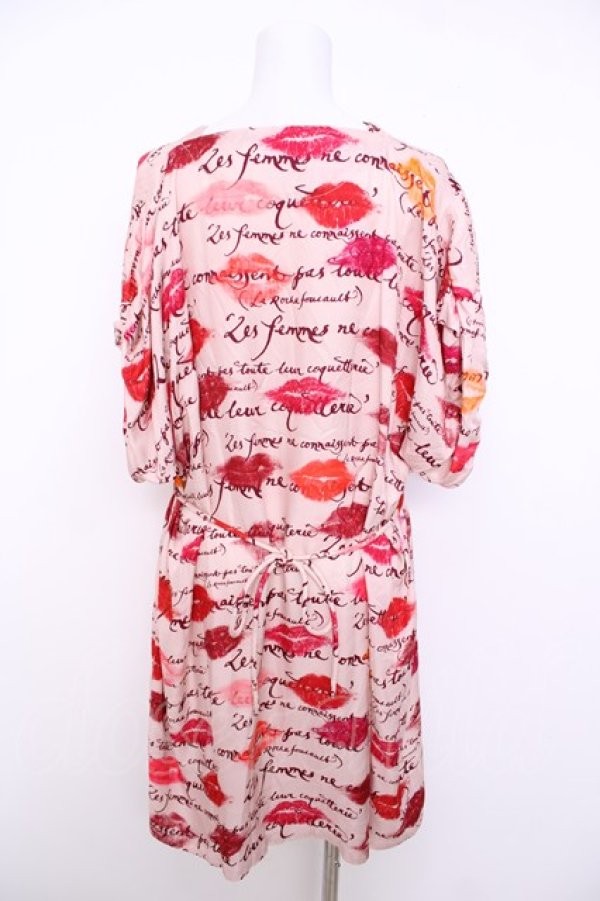 画像2: ヴィヴィアンウエストウッド 中古 / KISSES PRINTED RASO TWILL EDIE T DRESS 38 ピンク  Y-26-07-08-022-op-SZ-ZY (2)
