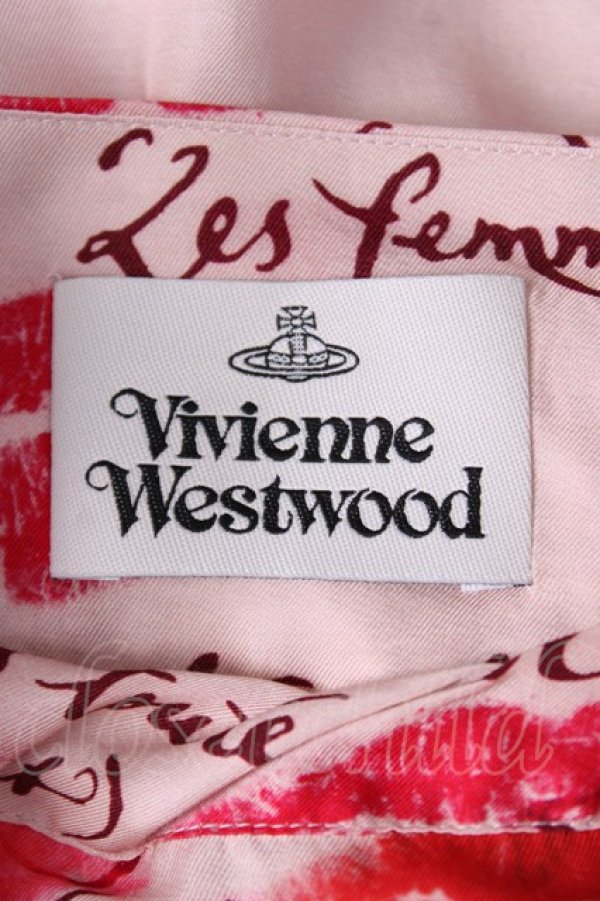 画像4: ヴィヴィアンウエストウッド 中古 / KISSES PRINTED RASO TWILL EDIE T DRESS 38 ピンク  Y-26-07-08-022-op-SZ-ZY (4)