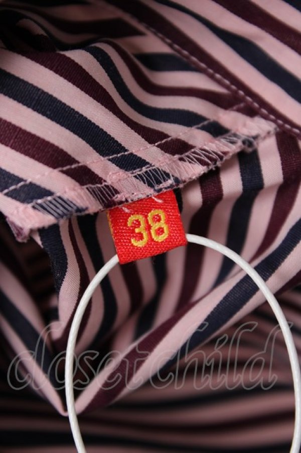 画像5: ヴィヴィアンウエストウッド 中古 / カラーオーブ刺繍ストライプブラウス 38 レッド  Y-26-07-26-033-bl-SZ-ZY (5)