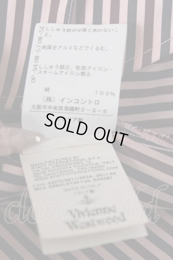 画像7: ヴィヴィアンウエストウッド 中古 / カラーオーブ刺繍ストライプブラウス 38 レッド  Y-26-07-26-033-bl-SZ-ZH (7)