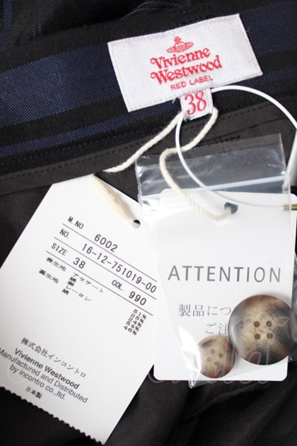 画像6: ヴィヴィアンウエストウッド 中古 / STRIPESパンツ 38 ブラック/ネイビー  Y-26-07-26-039-pa-OD-ZY (6)
