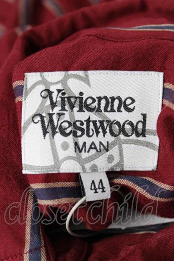 画像6: ヴィヴィアンウエストウッド MAN 中古 / オーブ刺繍ストライプシャツ 44 ワイン  Y-26-07-26-014-bl-SZ-ZY (6)