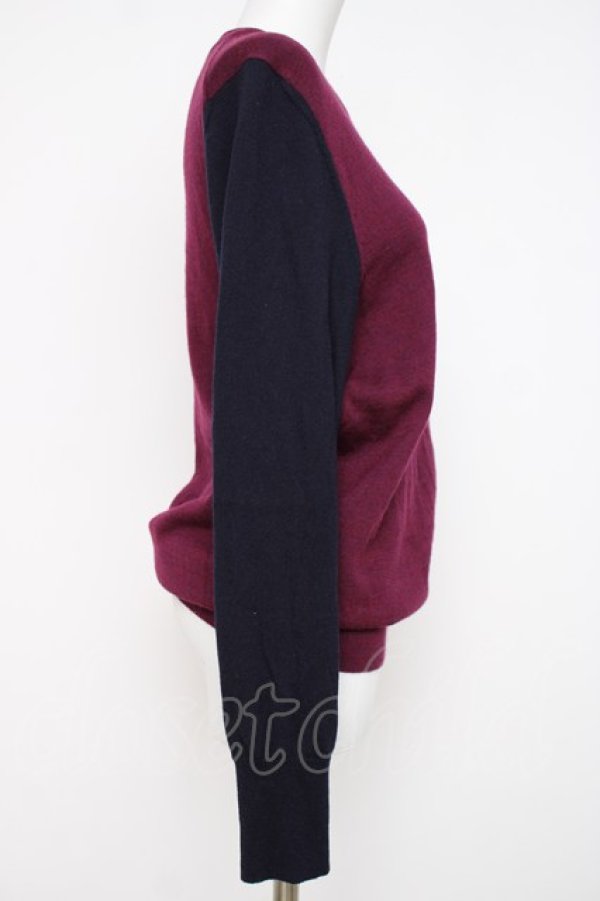 画像2: ヴィヴィアンウエストウッド MAN 中古 / ミックスカラーラウンドネックニット 44 ワイン  Y-26-07-26-018-to-SZ-ZY (2)
