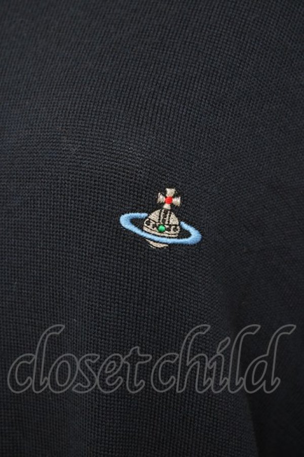 画像3: ヴィヴィアンウエストウッド MAN 中古 / オーブ刺繍ニットトップス XL ネイビー  Y-26-08-26-030-to-YM-ZH (3)