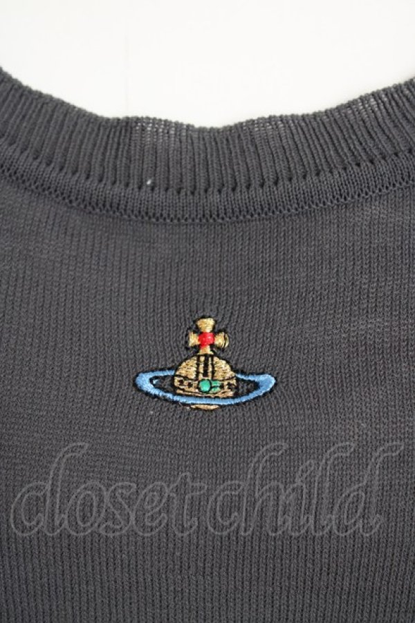 画像3: ヴィヴィアンウエストウッド 中古 / カラーオーブ刺繍半袖サマーニット M グレー  Y-26-08-26-018-to-SZ-ZH (3)