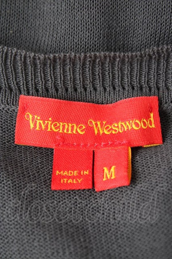 画像4: ヴィヴィアンウエストウッド 中古 / カラーオーブ刺繍半袖サマーニット M グレー  Y-26-08-26-018-to-SZ-ZH (4)