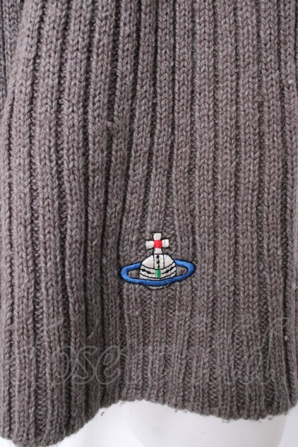 画像2: ヴィヴィアンウエストウッド MAN 中古 / 刺繍入リリブマフラー  グレー  Y-26-08-26-004-gd-AS-ZY (2)