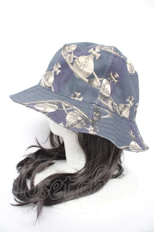 画像2: ヴィヴィアンウエストウッド 中古 / MULTI PRINTED ORB CHAIN バケットハット  ネイビー  Y-26-09-09-017-ha-SZ-ZY (2)