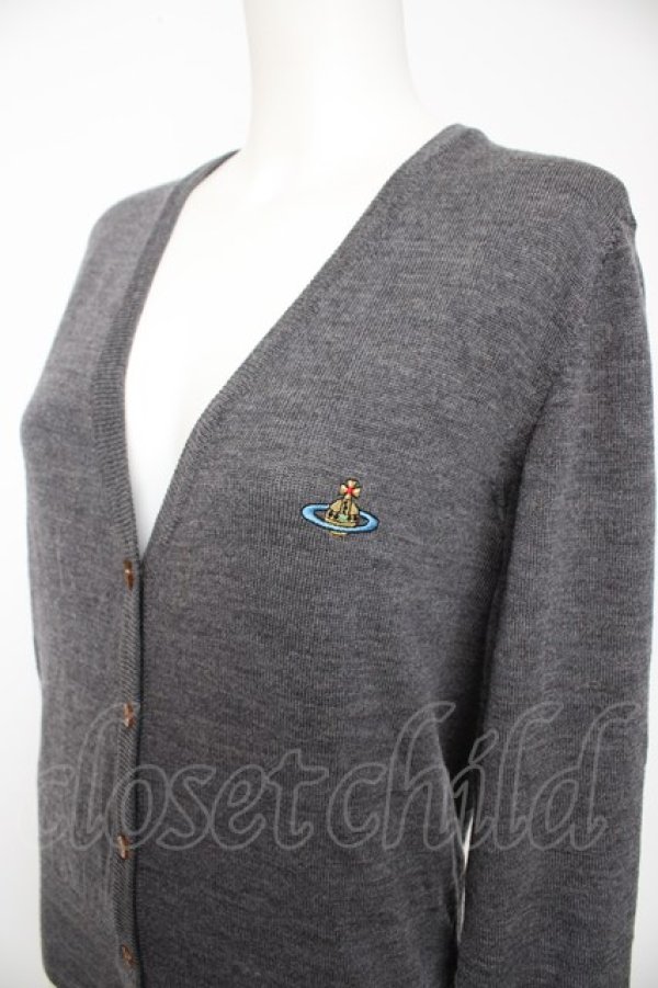画像3: ヴィヴィアンウエストウッド 中古 / カラーオーブ刺繍ニットカーディガン M グレー  Y-26-09-09-022-to-SZ-ZY (3)
