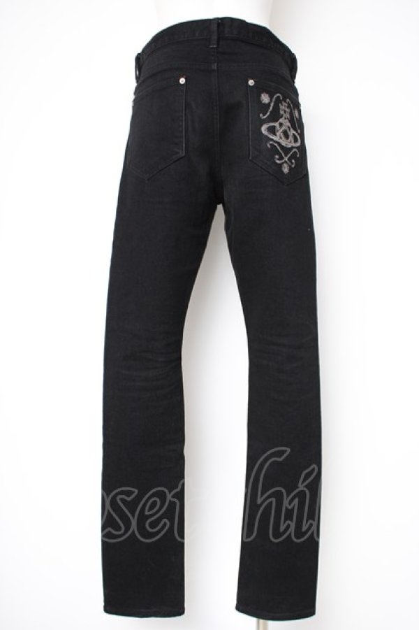 画像2: ヴィヴィアンウエストウッド MAN 中古 / ORB プリントデニムパンツ 44 ブラック  Y-26-09-23-038-pa-SZ-ZY (2)