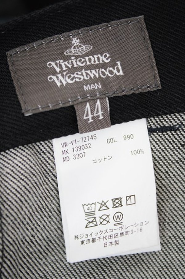 画像5: ヴィヴィアンウエストウッド MAN 中古 / BARBED WIRE CIRCLE ORB MIX COLOR ASYMMETRY DENIM 44 ブラック  Y-26-09-23-039-pa-SZ-ZY (5)