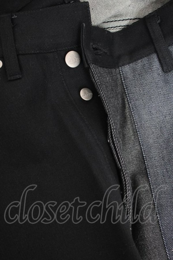 画像6: ヴィヴィアンウエストウッド MAN 中古 / BARBED WIRE CIRCLE ORB MIX COLOR ASYMMETRY DENIM 44 ブラック  Y-26-09-23-039-pa-SZ-ZY (6)