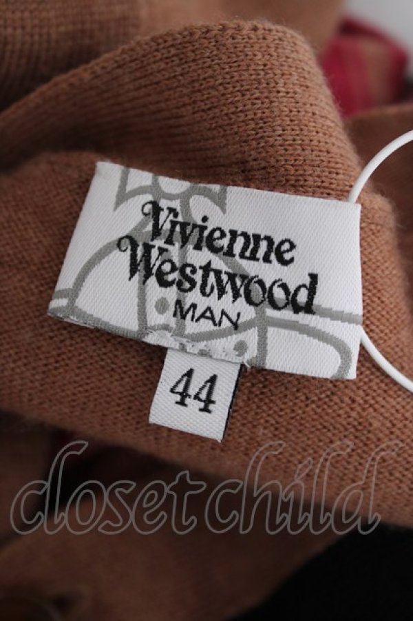 画像5: ヴィヴィアンウエストウッド MAN 中古 / オーブ刺繍ボーダーカーディガン 44 ブラウン  Y-26-09-23-008-to-SZ-ZY (5)