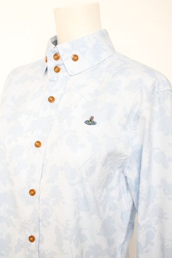 画像3: ヴィヴィアンウエストウッド MAN 中古 / フラワープリントシャツ 44 サックス  Y-26-10-07-026-bl-SZ-ZY (3)