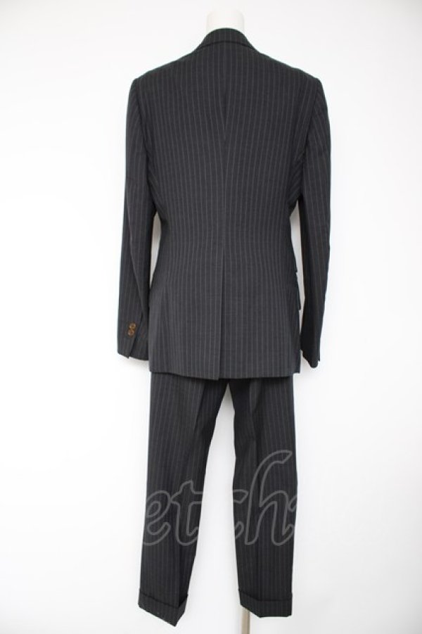 画像2: ヴィヴィアンウエストウッド MAN 中古 / ピンストライプシングルセットアップ 46 黒  Y-26-10-07-044-su-SZ-ZY (2)