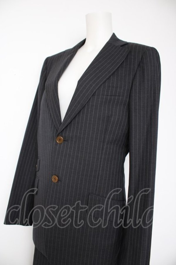 画像3: ヴィヴィアンウエストウッド MAN 中古 / ピンストライプシングルセットアップ 46 黒  Y-26-10-07-044-su-SZ-ZY (3)
