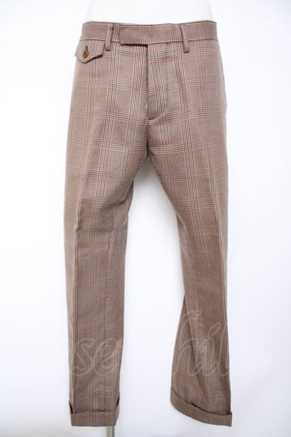 画像6: ヴィヴィアンウエストウッド MAN 中古 / グレンチェック柄スリーピーススーツ ジャケット/パンツ46 ベスト44 ブラウン  Y-26-10-07-046-su-SZ-ZY (6)