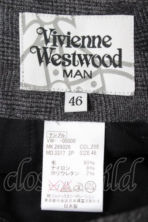 画像4: ヴィヴィアンウエストウッド MAN 中古 / チェック柄ウールパンツ 46 グレー  Y-26-10-07-049-pa-SZ-ZY (4)