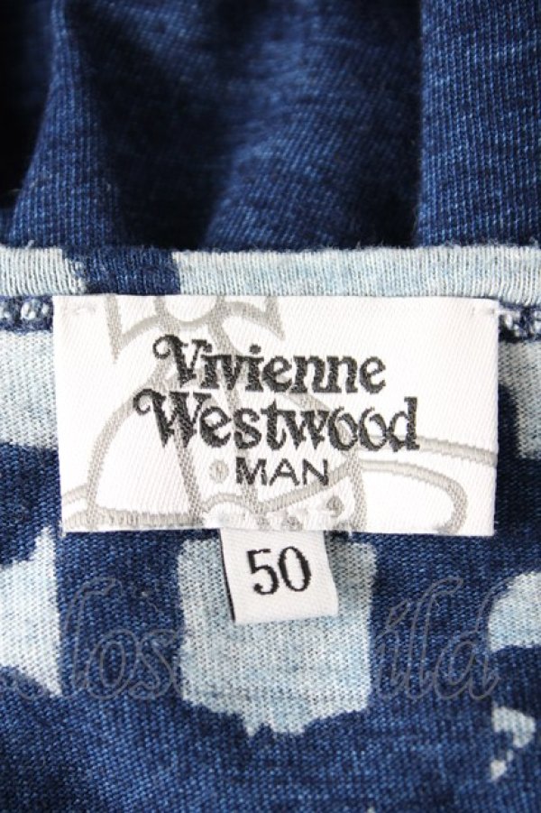 画像4: ヴィヴィアンウエストウッド MAN 中古 / オーブ総柄Tシャツ 50 ブルー  Y-26-10-14-006-to-SZ-ZY (4)