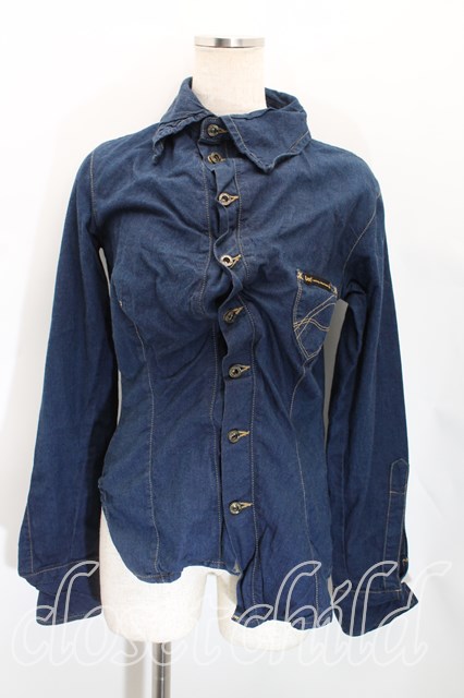 Vivienne Westwood / ドランクンシャツ H-23-10-15-037-bl-IN-ZH 