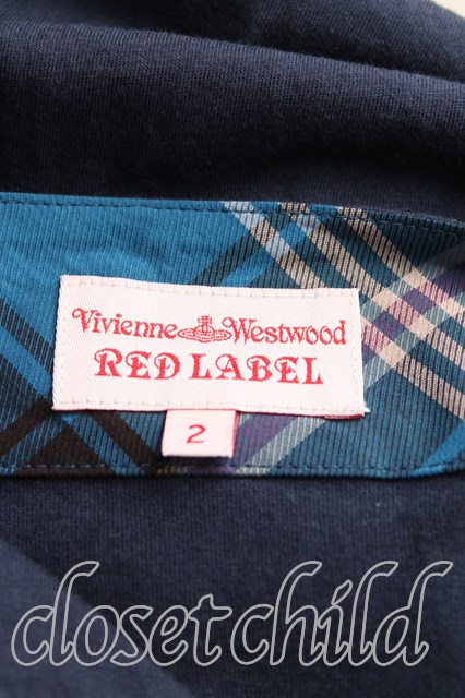 Vivienne Westwood / タータンチェック切替カットソーワンピース2 紺 H  