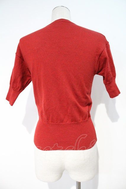 半袖 ボルドー 早 ニット 半袖 