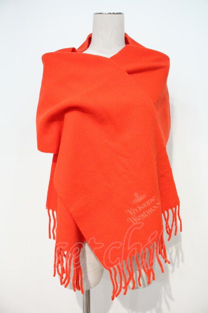 Vivienne Westwood / ロゴ刺繍マフラー 赤 I-24-05-29-026-gd-HD-ZI  
