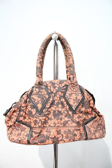 Vivienne Westwood / レースプリントヤスミンバッグ ボルドーX黒 I-24 