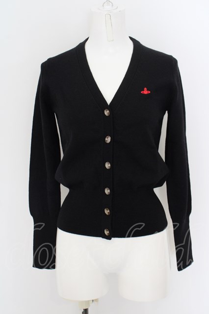 Vivienne Westwood / 単色オーブ刺繍Vネックニット1 ブラック O-24-04 