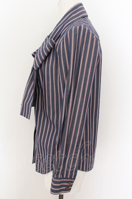 Vivienne Westwood / ストライプボウタイブラウス 1 ネイビー O-24-08 
