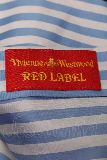 Vivienne Westwood / カラーオーブ刺繍ストライプブラウス 40 サックス 