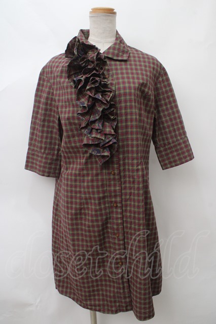 Vivienne Westwood / アシンメトリーフリルチェッック柄シャツ  