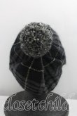 画像3: 【USED】Vivienne Westwood / ポンポン付タータンチェックベレー帽 ヴィヴィアンウエストウッド ビビアン 黒 【中古】 H-24-03-17-064-ha-IN-ZH (3)