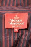 画像3: 【USED】Vivienne Westwood / ストライプスモッキングブラウス ヴィヴィアンウエストウッド ビビアン00 ボルドーX黒X青 【中古】 I-24-02-17-029-bl-HD-ZI (3)