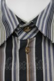 画像2: 【USED】Vivienne Westwood MAN / オーブ刺繍ストライプシャツ ヴィヴィアンウエストウッド ビビアン  ブラック?グレー 【中古】 O-24-01-21-022-bl-YM-OS (2)