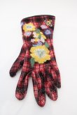 画像2: 【USED】Vivienne Westwood / フラワー刺繍チェック手袋 ヴィヴィアンウエストウッド ビビアン レッド 【中古】 O-24-03-17-032-gd-IG-OS (2)