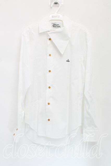 USED】Vivienne Westwood MAN / オーブ刺繍アシメカラーシャツ USED】Vivienne Westwood MAN / オーブ刺繍アシメカラーシャツ