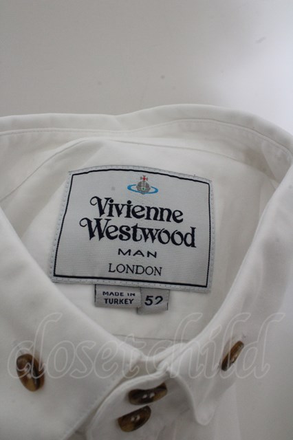 【USED】Vivienne Westwood MAN / オーブ刺繍ボタンダウンシャツヴィヴィアンウエストウッド ビビアン 【中古】 52 ホワイト  O-23-10-29-060-bl-YM-ZS
