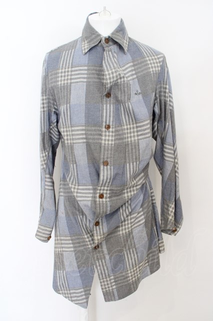 USED】Vivienne Westwood MAN //変形ロングチェックシャツヴィヴィアン 